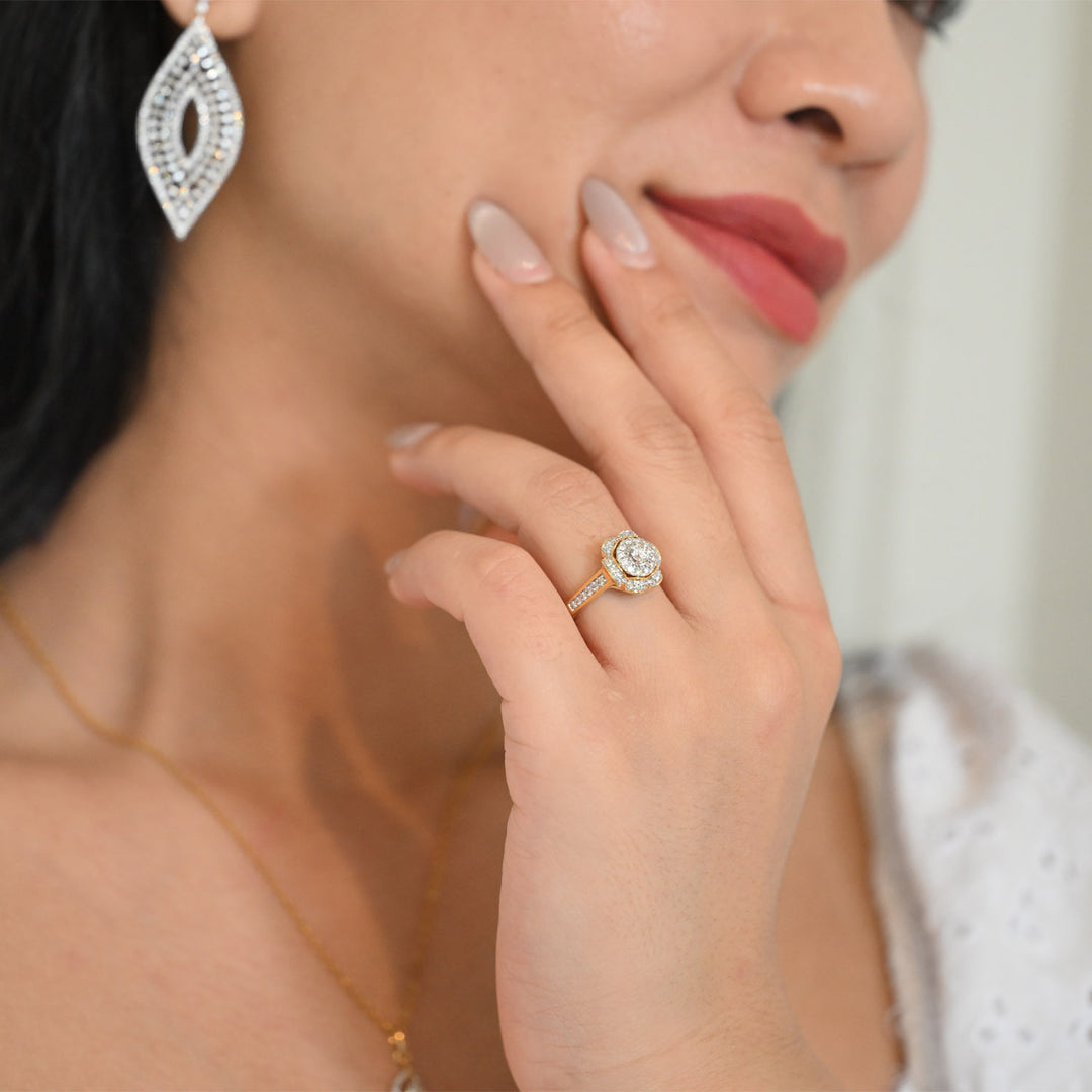 14K YG Cluster Diamond Ring- 1pc