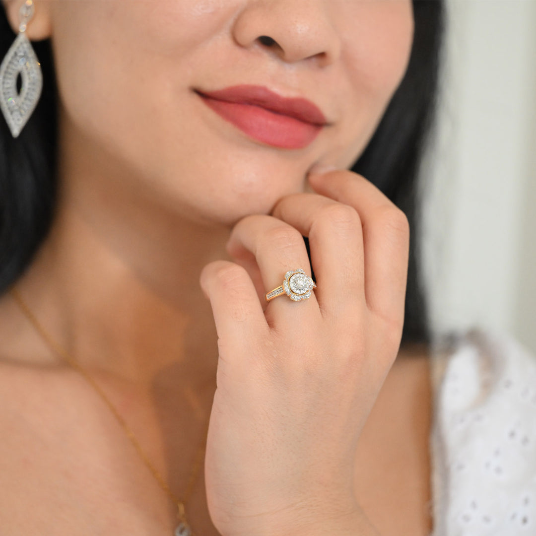 14K YG Cluster Diamond Ring- 1pc