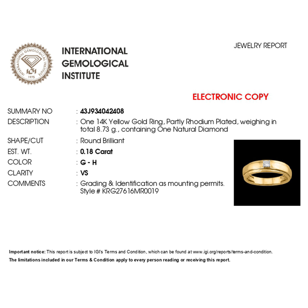 14K YG Men's Solitaire Diamond Ring- 1pc