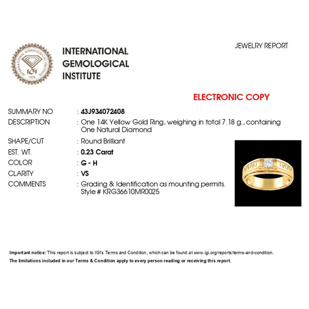 14K YG Men's Solitaire Diamond Ring-1pc