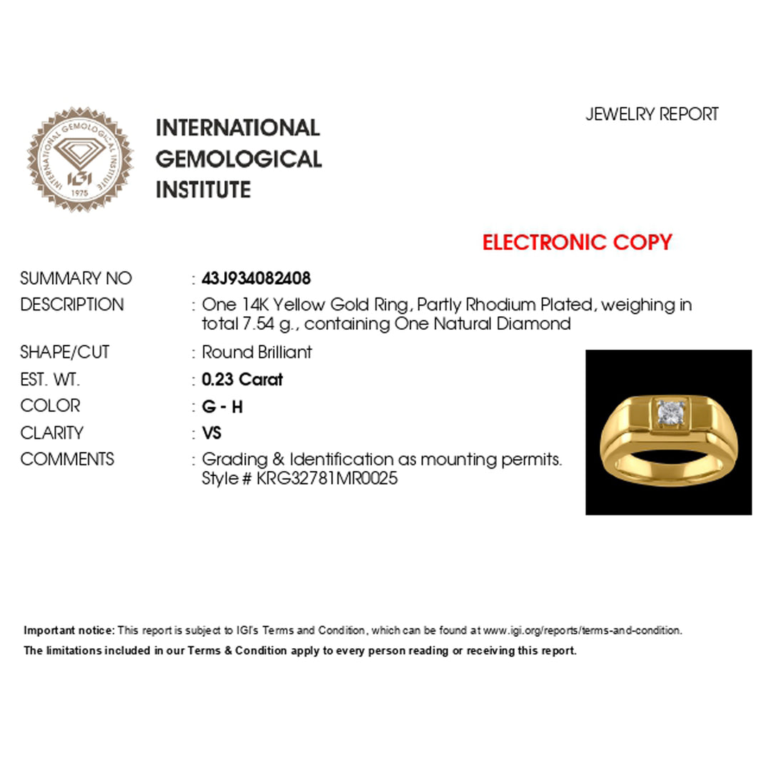 14K YG Men's Solitaire Diamond Ring- 1pc