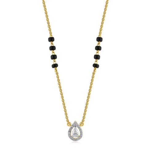 14K YG Black Beads Diamond Mangalsutra-1pc