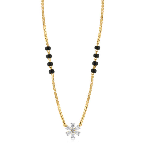 14K YG Black Beads Diamond Mangalsutra-1pc