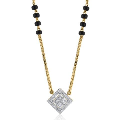 14K YG Black Beads Diamond Mangalsutra-1pc