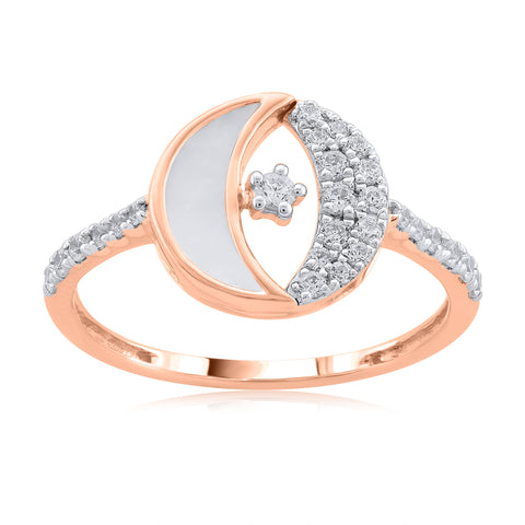 18K YG Fancy Diamond with Nacre Pearl Ring-1pc