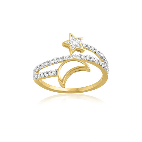18K YG Fancy Diamond with Nacre Pearl Ring-1pc