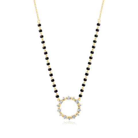 14K YG Circle Diamond Mangalsutra with 18K Chain-1pc