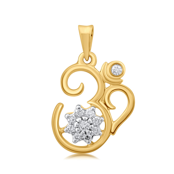 18K YG OM Diamond Pendant-1pc