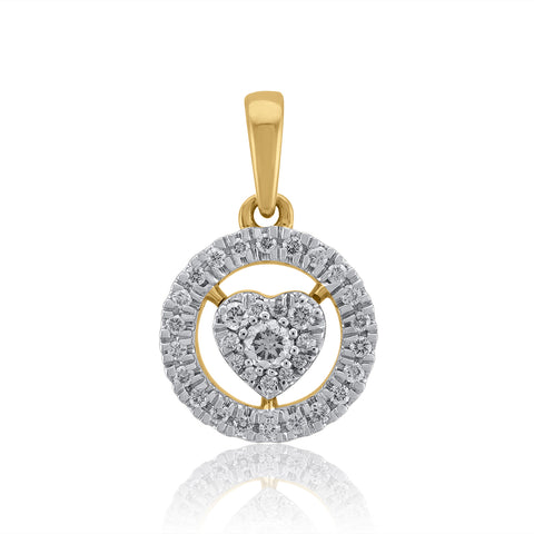 18K YG Heart Diamond Pendant-1pc