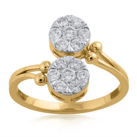 18K YG Pressure Set Diamond Ring-1pc