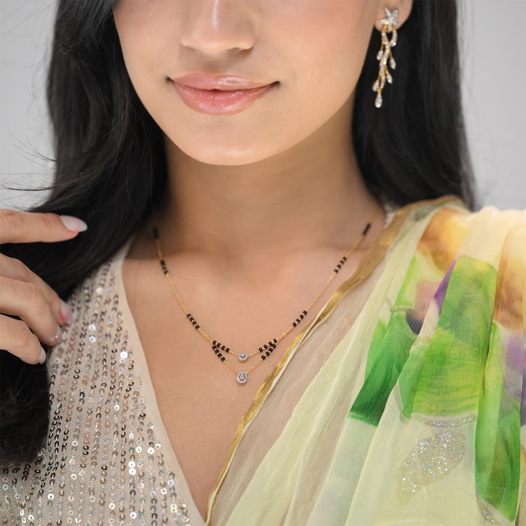 A appealing Collection of diamond Mangalsutra with Precious Gems and Jewels in Gold and Diamonds at RB diamond jewellers.