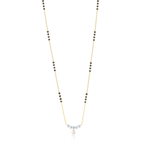 14K YG Fancy Diamond, FW Pearl Mangalsutra with 18K Chain-1pc