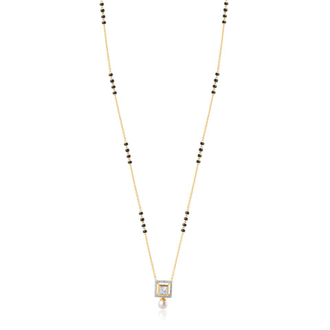 14K YG Fancy Diamond, FW Pearl Mangalsutra with 18K Chain-1pc