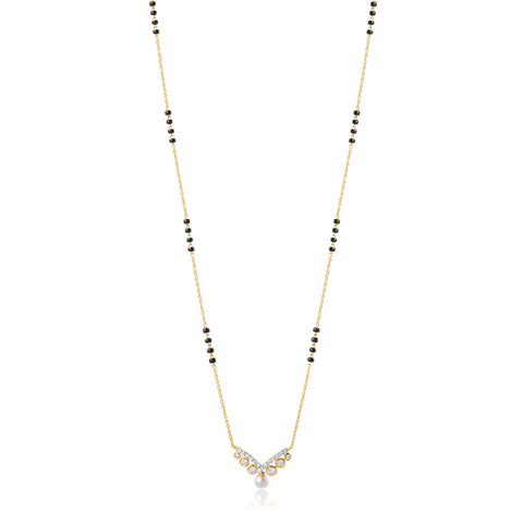 14K YG Fancy Diamond, FW Pearl Mangalsutra with 18K Chain-1pc