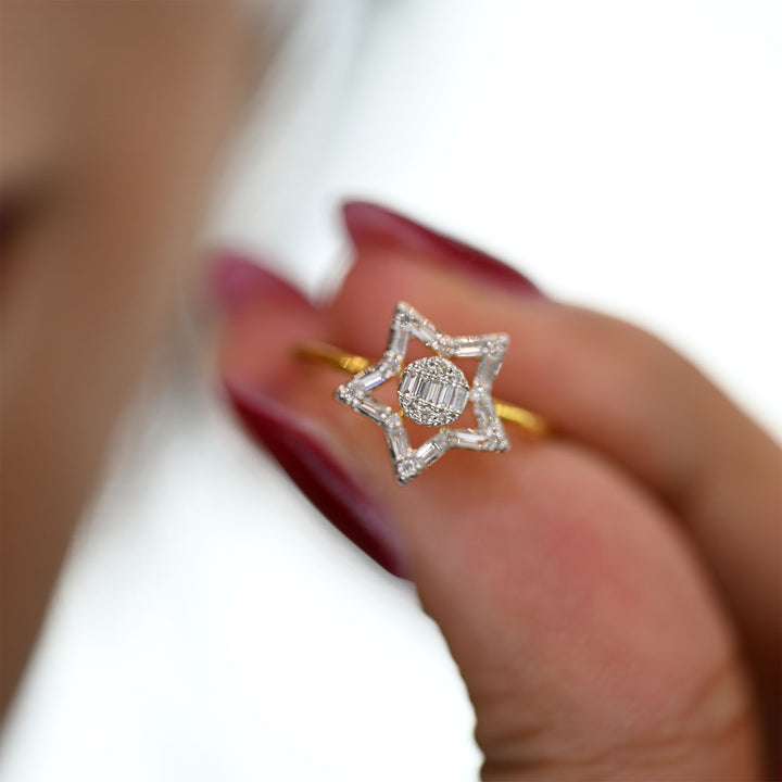 18K YG Star Diamond Ring- 1pc