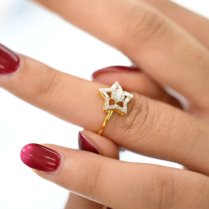 18K YG Star Diamond Ring- 1pc