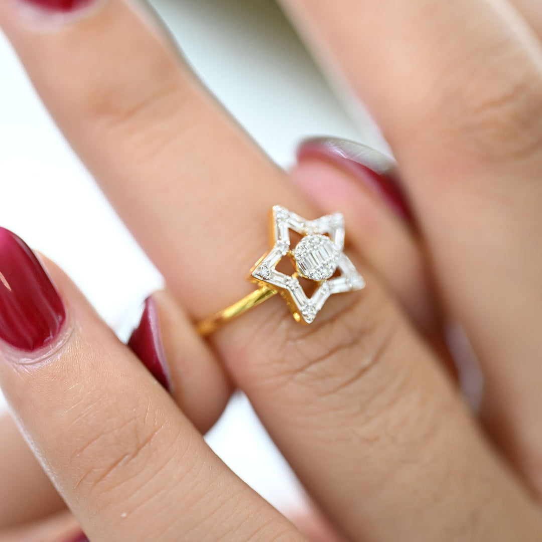 18K YG Star Diamond Ring- 1pc