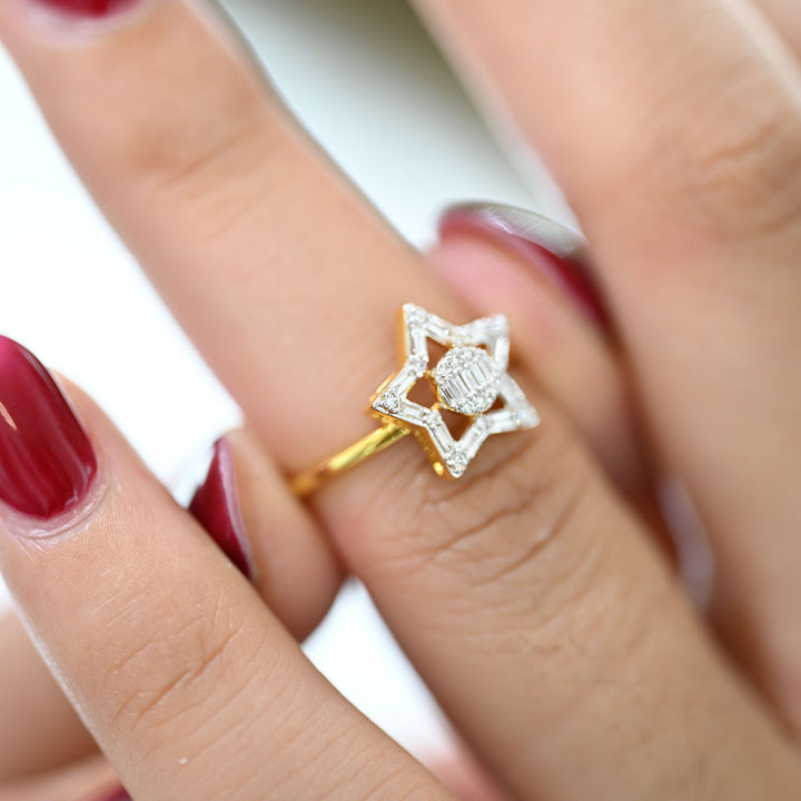 18K YG Star Diamond Ring- 1pc