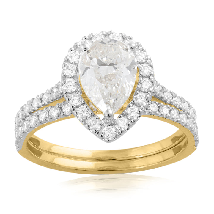 14K YG Drop Diamond Ring- 1pc