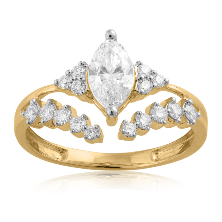 14K YG Cluster Diamond Ring-1pc