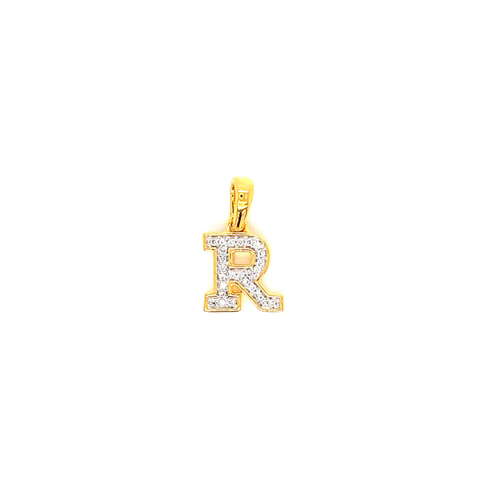 18K YG Alphabet R Diamond Pendant-1pc
