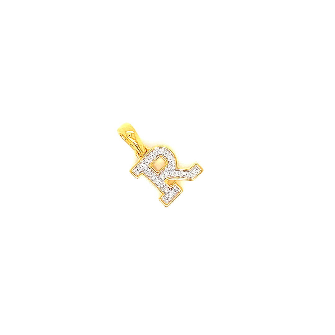 18K YG Alphabet R Diamond Pendant-1pc
