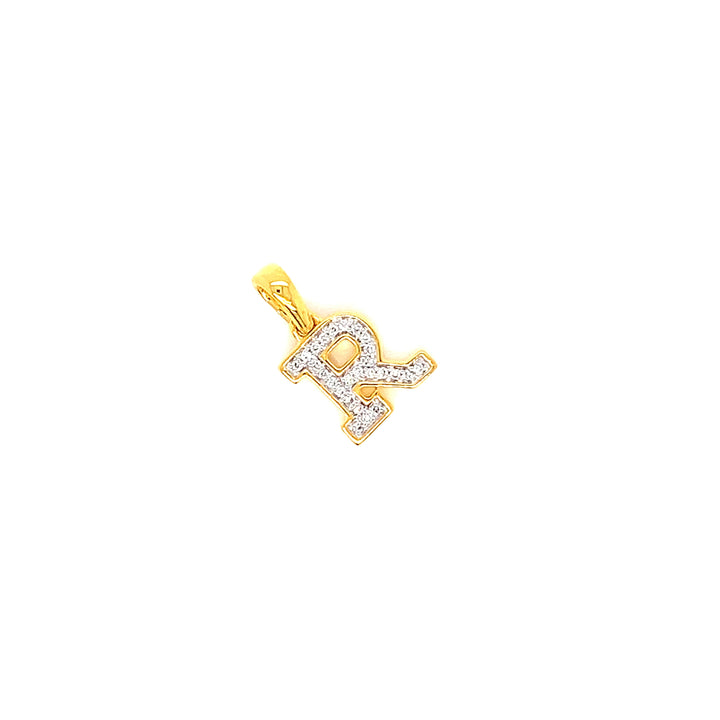 18K YG Alphabet R Diamond Pendant-1pc