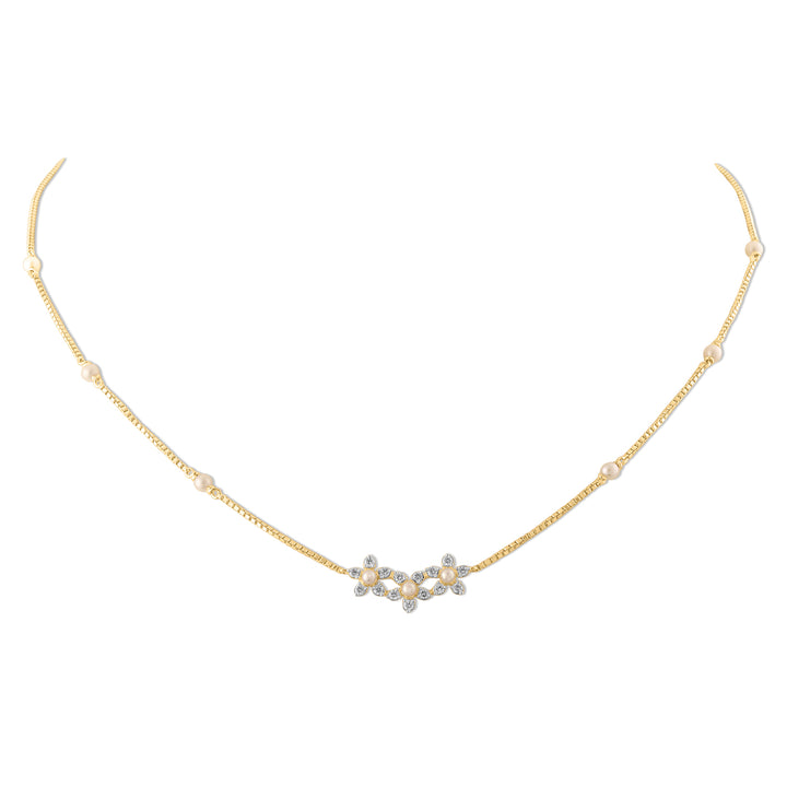 18K YG Fancy Diamond with Pearl Necklace- 1pc