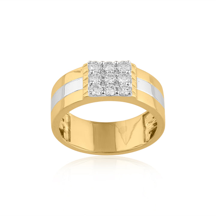 18K YG+WG Men's Diamond Ring- 1pc
