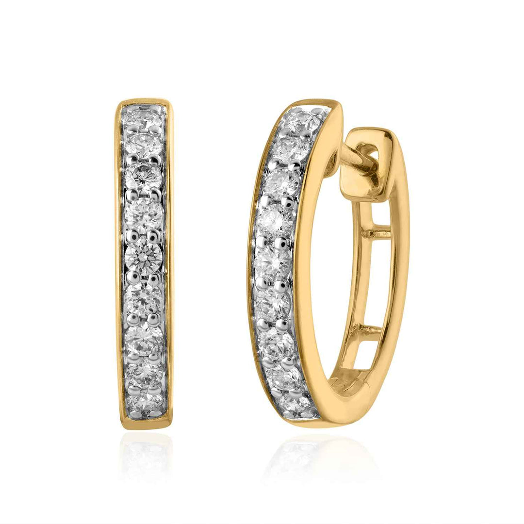 14K YG Huggie Diamond Earring-1pair