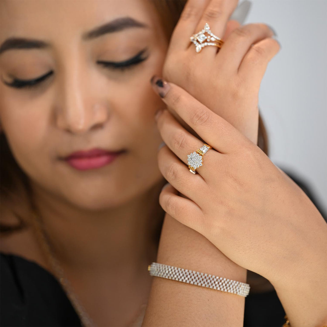 18K YG Cluster Diamond Ring-1pc