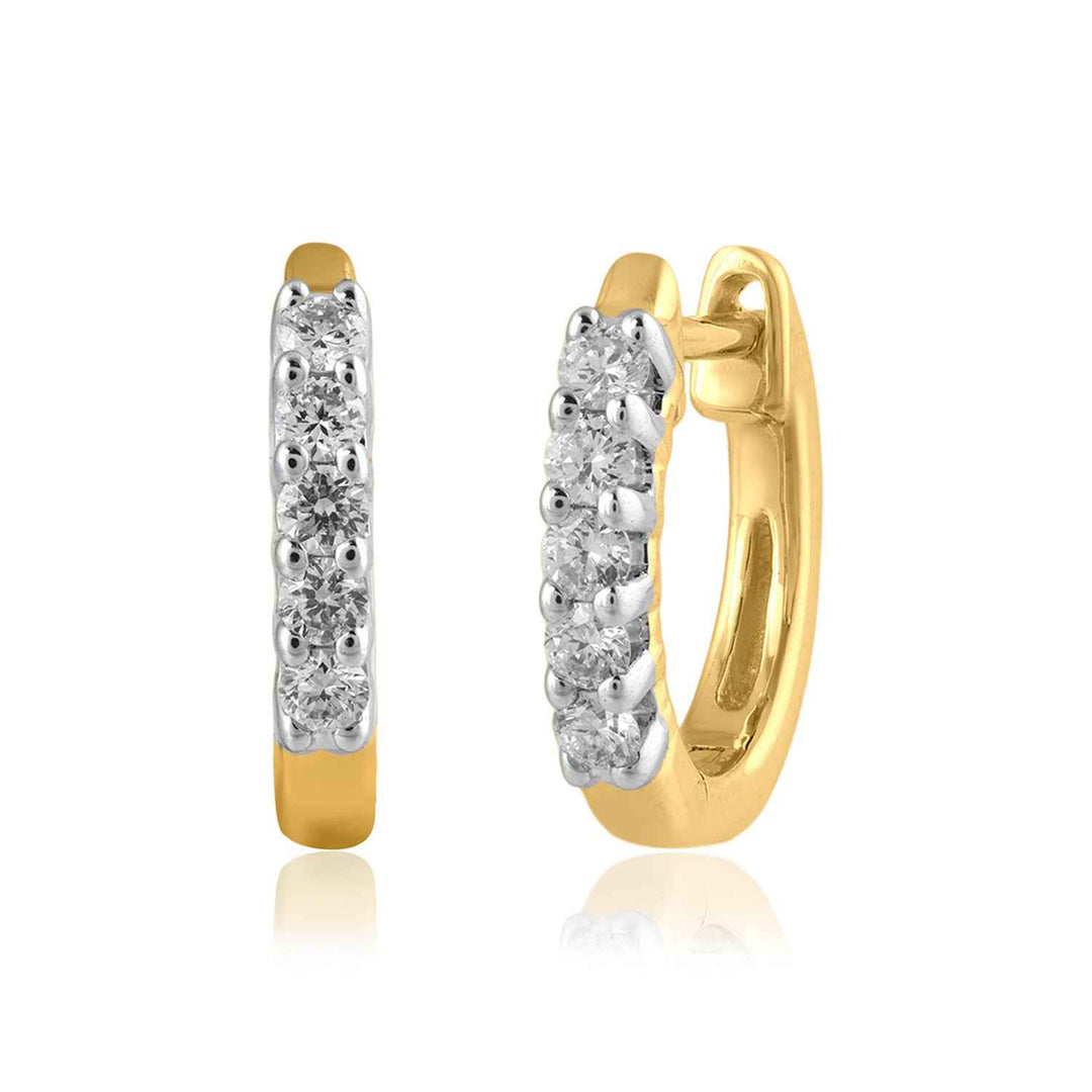 14K YG Huggie Diamond Earring-1pair