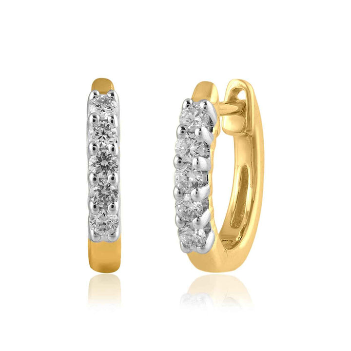 14K YG Huggie Diamond Earring-1pair