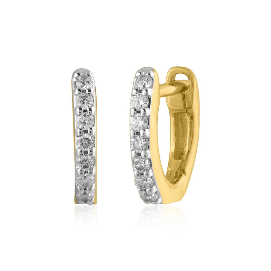 14K YG Huggie Diamond Earring-1pair