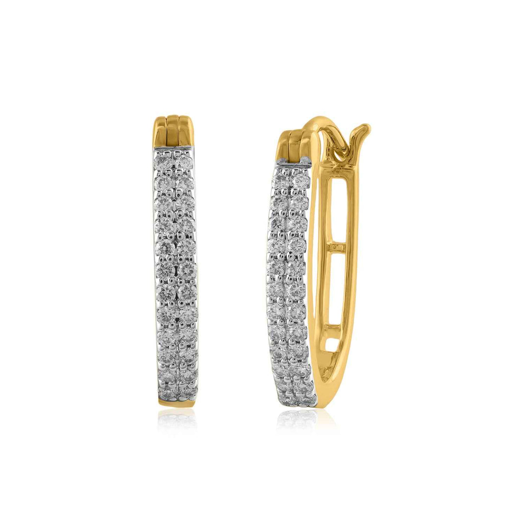 14K YG Huggie Diamond Earring-1pair