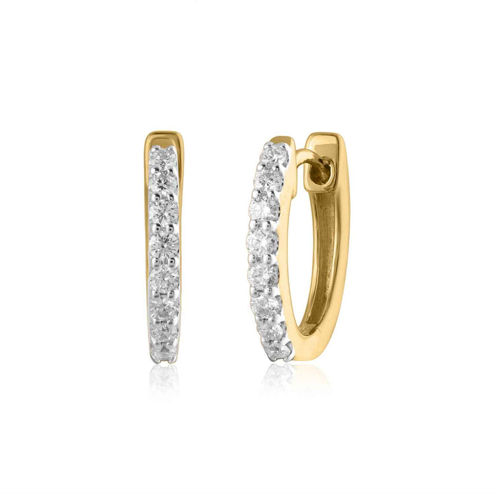 14K YG Huggie Diamond Earring-1pair