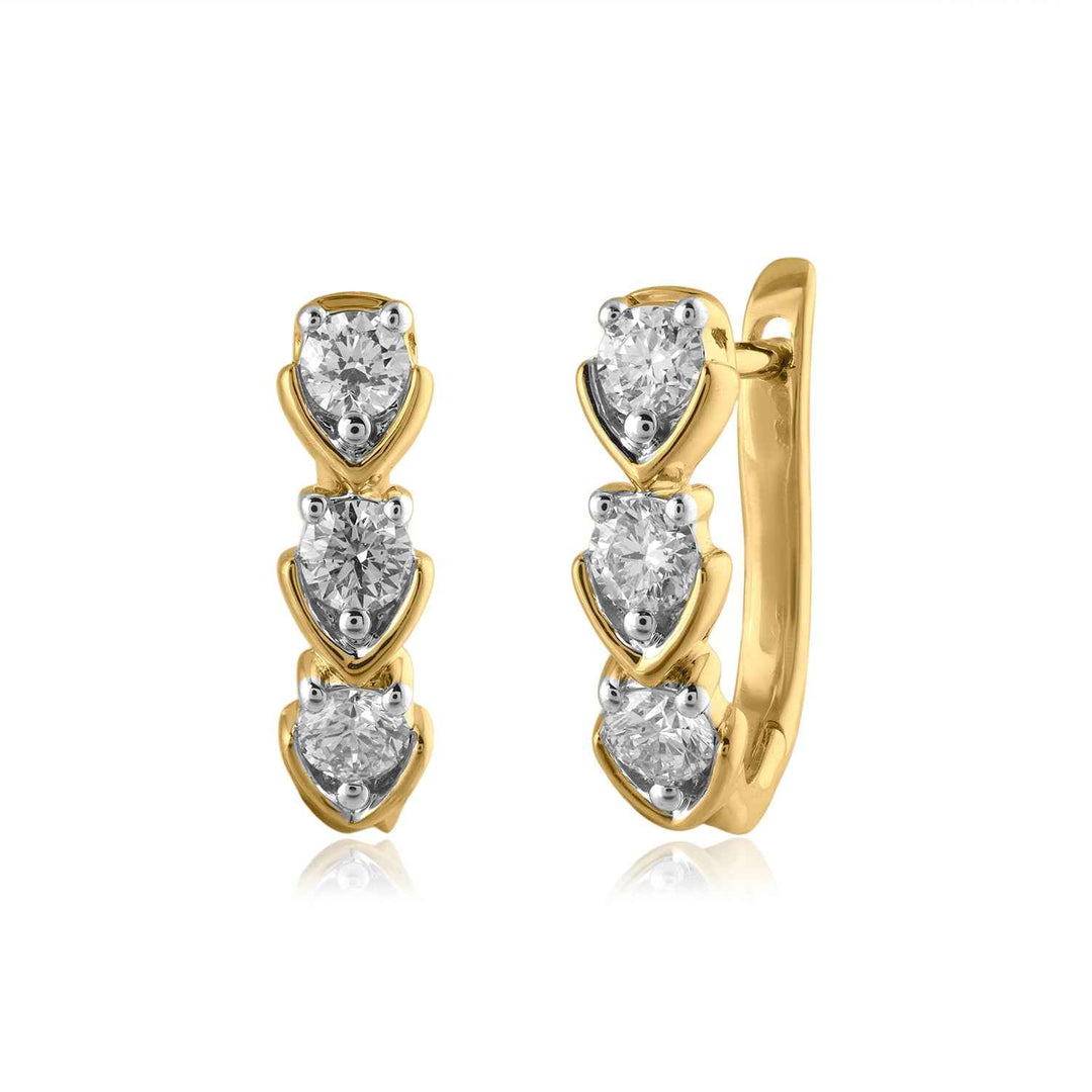 14K YG Huggie Diamond Earring-1pair