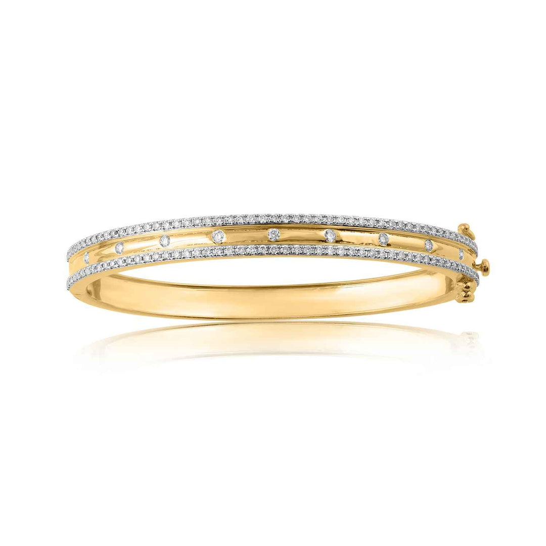 14K YG Screw Diamond Bangle-1pc