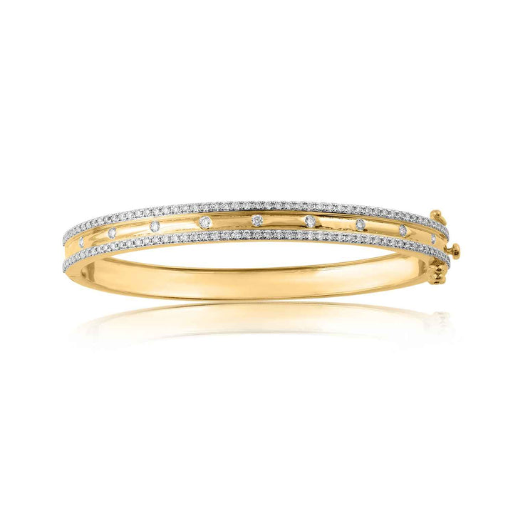 14K YG Screw Diamond Bangle-1pc
