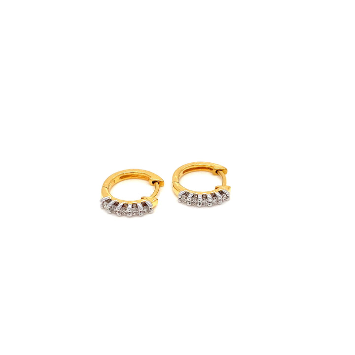 18K YG Huggie Diamond Earring-1pair