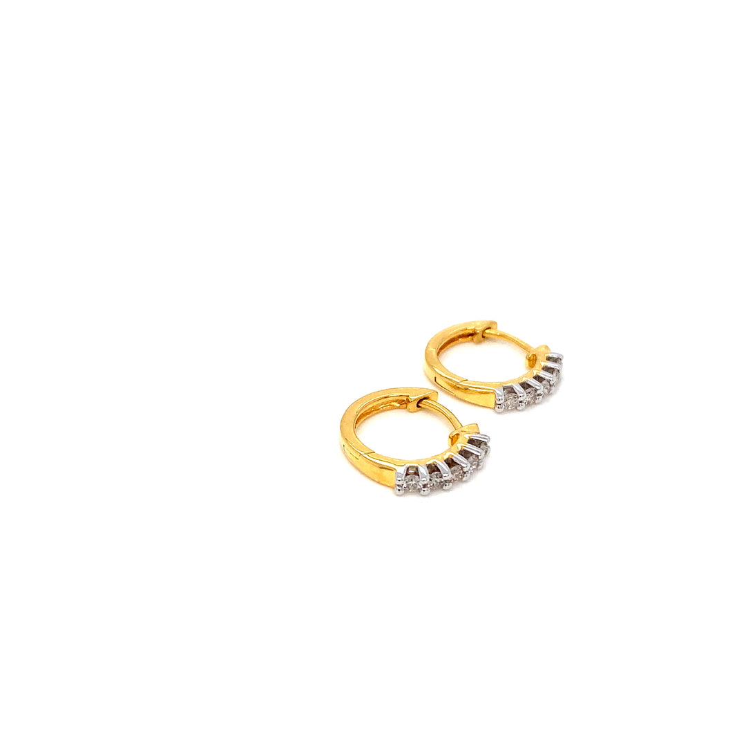 18K YG Huggie Diamond Earring-1pair