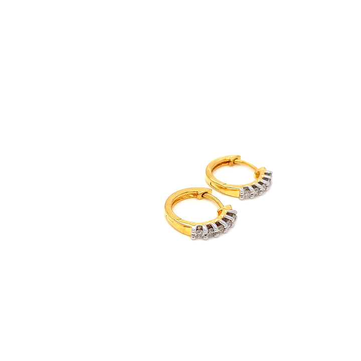 18K YG Huggie Diamond Earring-1pair