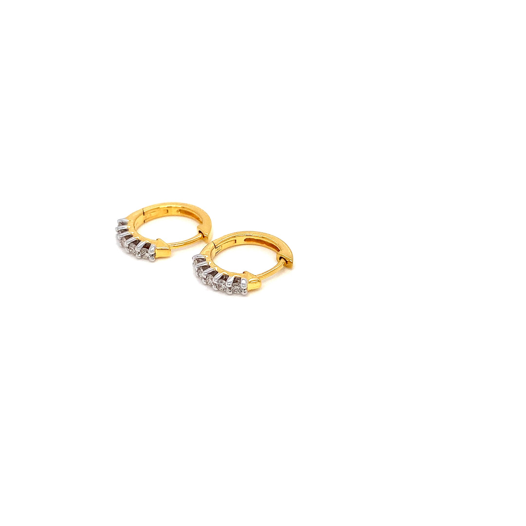 18K YG Huggie Diamond Earring-1pair