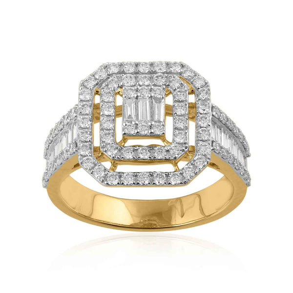 14K YG Cluster Diamond Ring-1pc