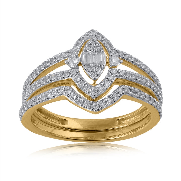 14K YG Cluster Diamond Ring-1pc