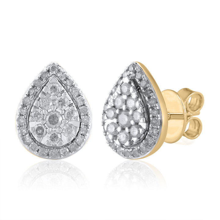 14K YG Drop Diamond Earring-1pair