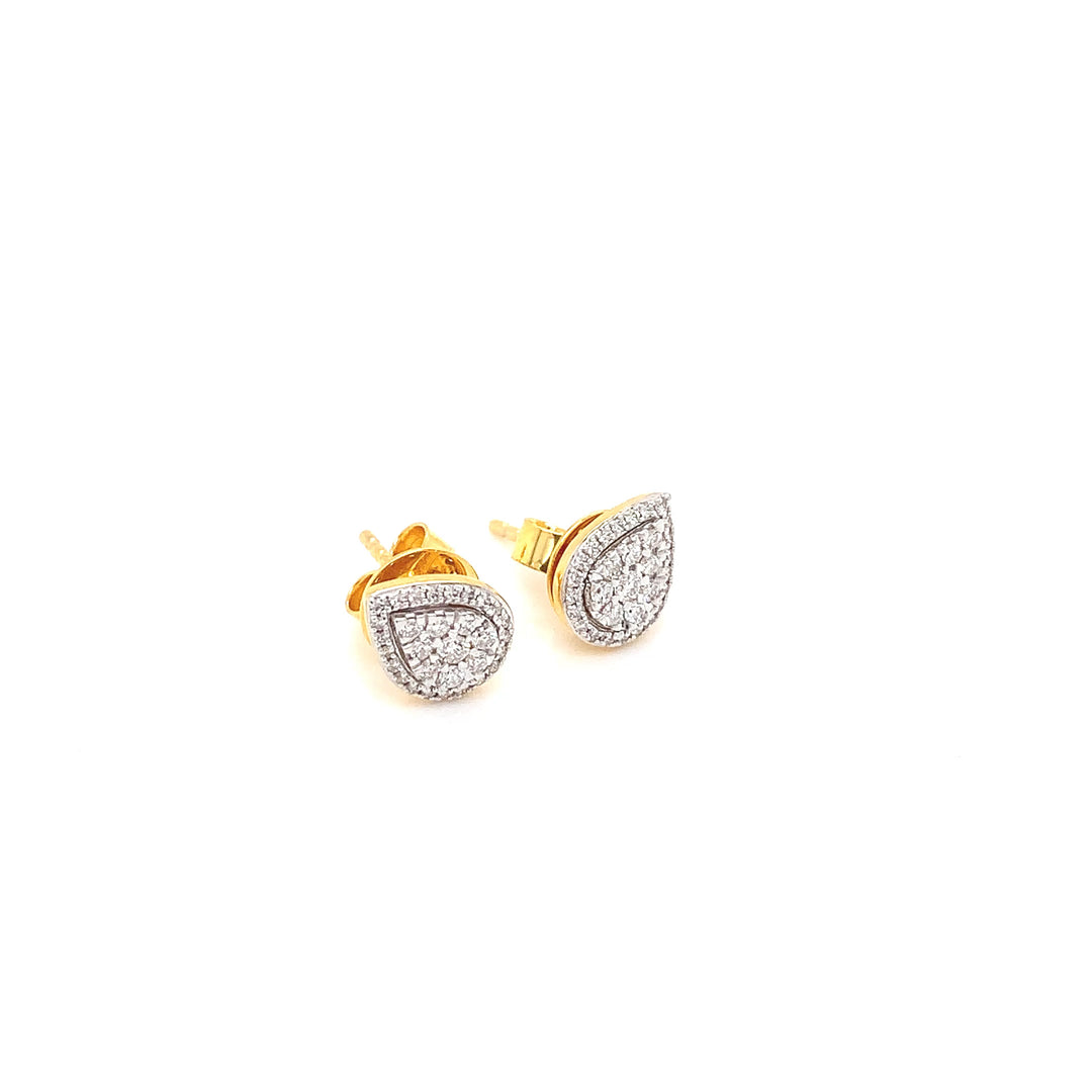 14K YG Drop Diamond Earring-1pair