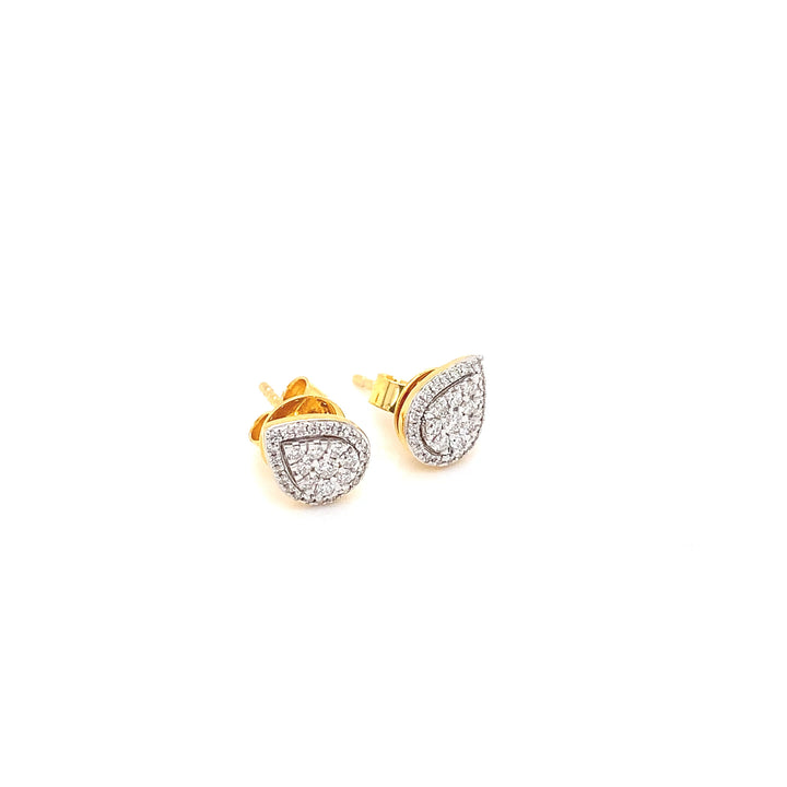 14K YG Drop Diamond Earring-1pair