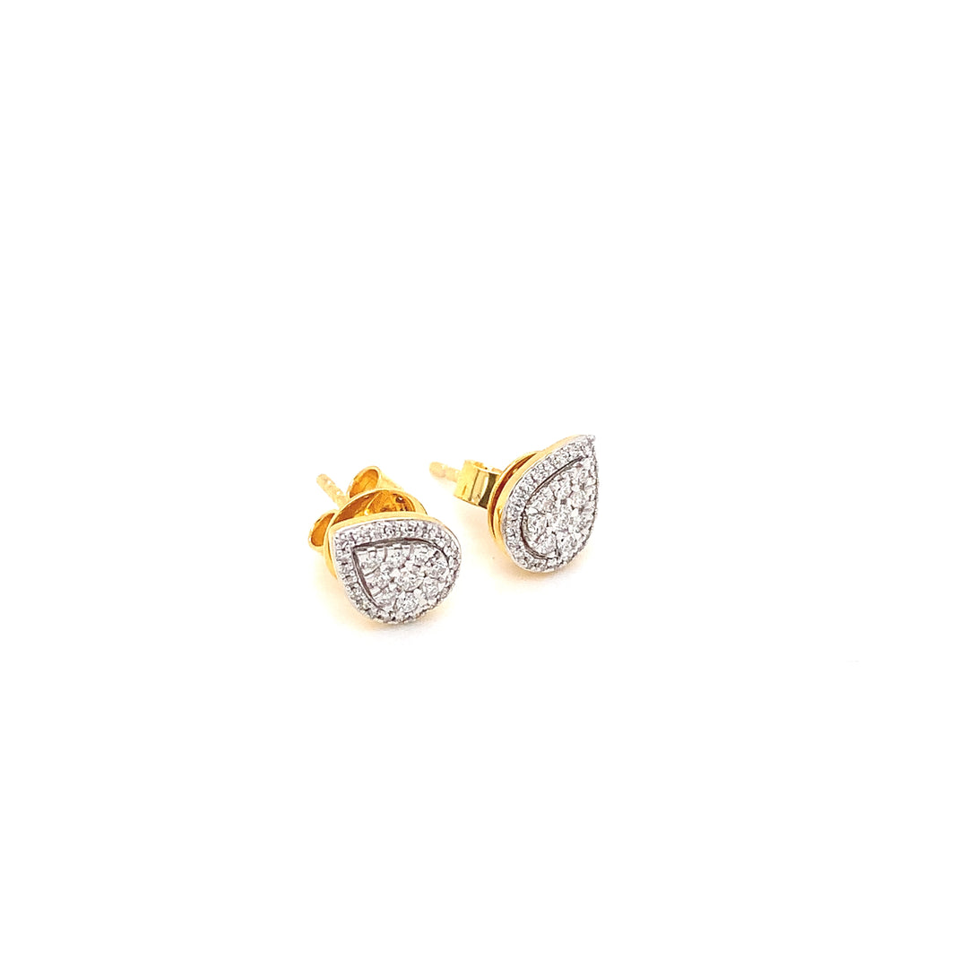 14K YG Drop Diamond Earring-1pair