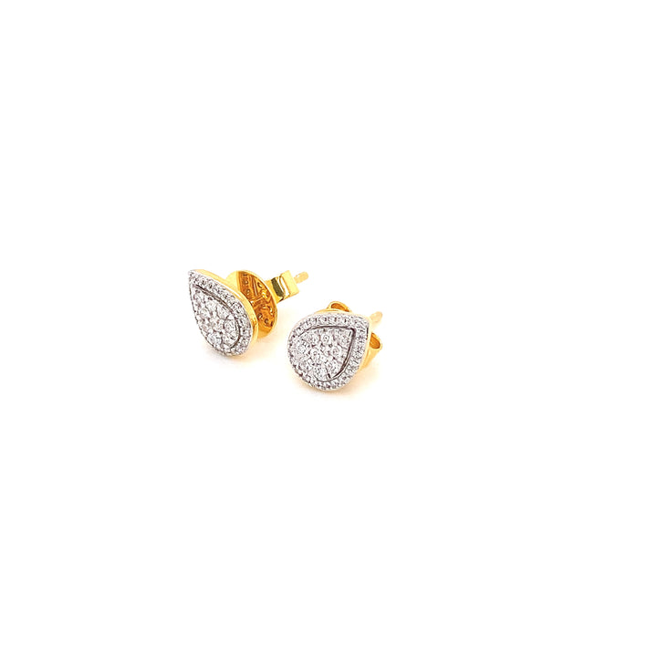 14K YG Drop Diamond Earring-1pair